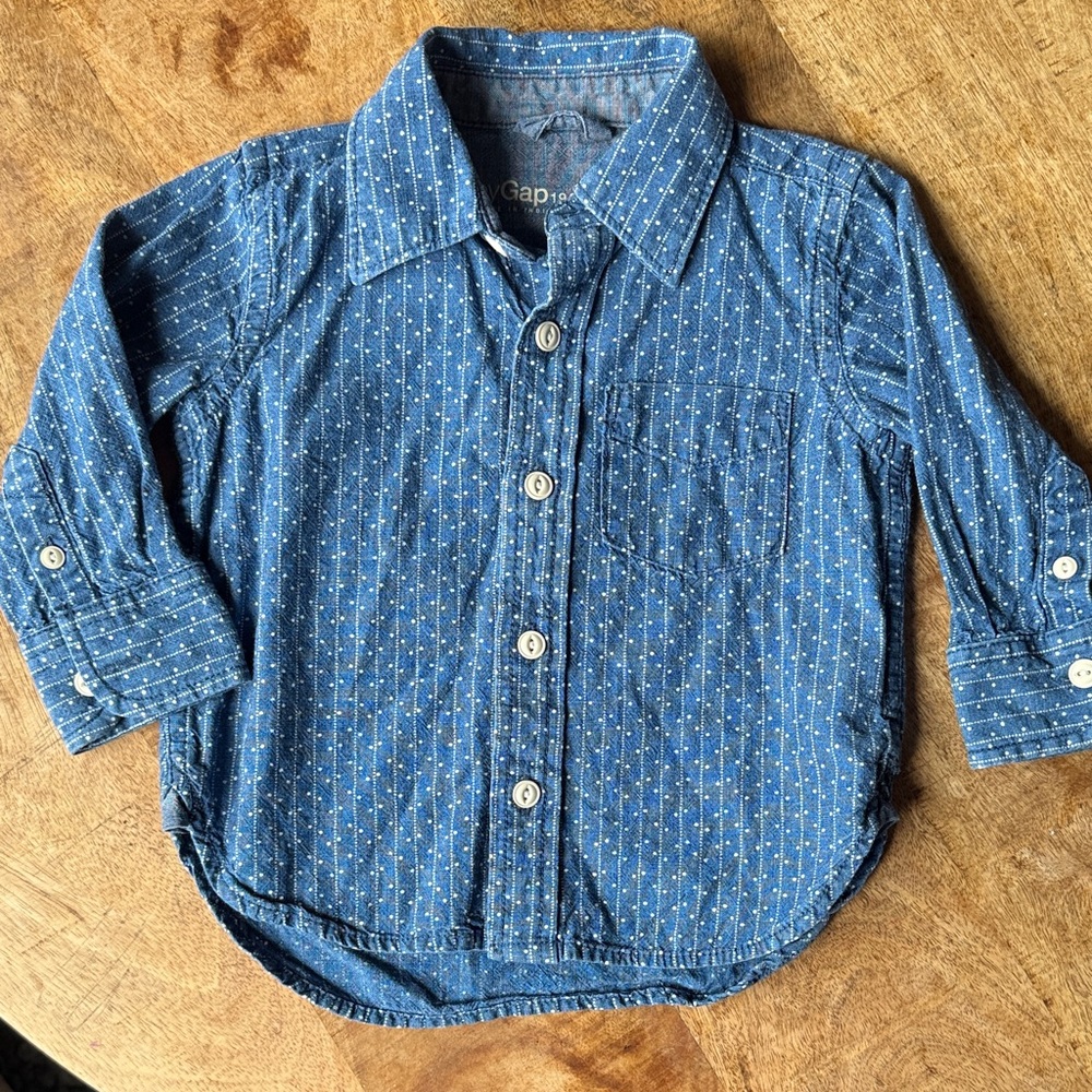 Chambray Polka Dot Button Down Shirt || Baby GAP